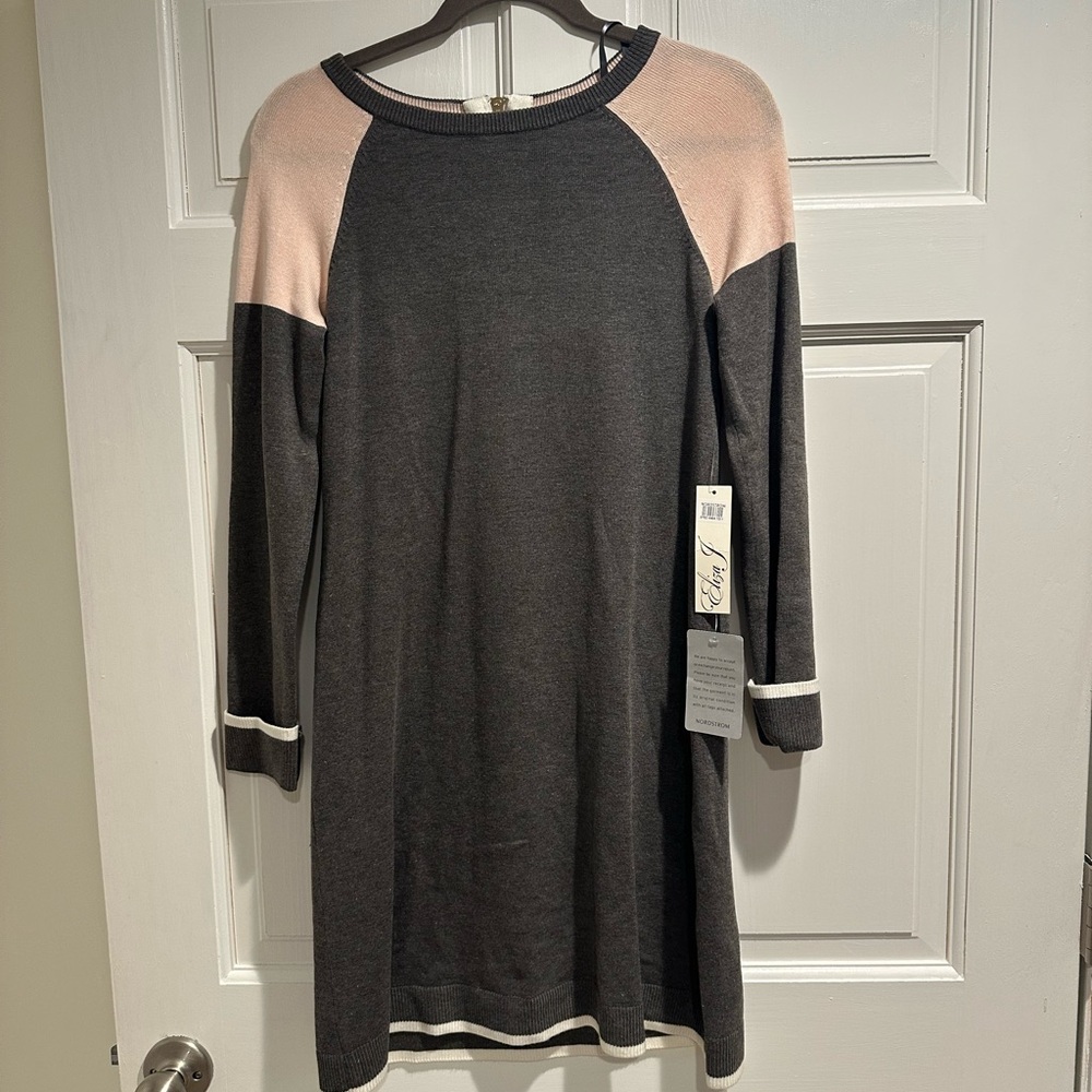 Eliza J Gray and Pink Knit Dress